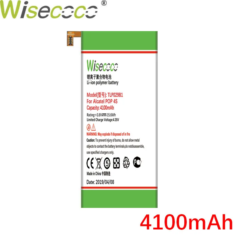 Wisecoco 4100 мАч TLP029B1 TLP029B2 Новая батарея для Alcatel Touch Pop 4S 5095 5095B 5095I 5095K 5095L телефон+ номер отслеживания