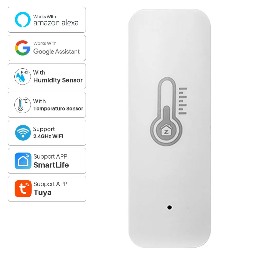 Temperature humidity meter smart temperature sensor smart thermometer Tuya smart WiFi Zigbee temperature humidity sensor Indoor thermometer hygrometer Smart life Support Alexa Google Assistant
