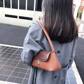 

Non-mainstream Textured Baguette Bag Women's Autumn Super Fire Retro Crocodile Pattern Chain Single-shoulder Crossbody Bag