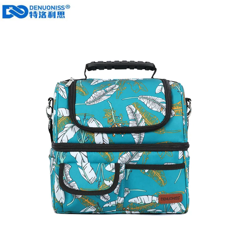 Picnic Bag Lunch-Bag Thermal-Cooler-Bag Printing Food 2-Compartment Insulated Portable