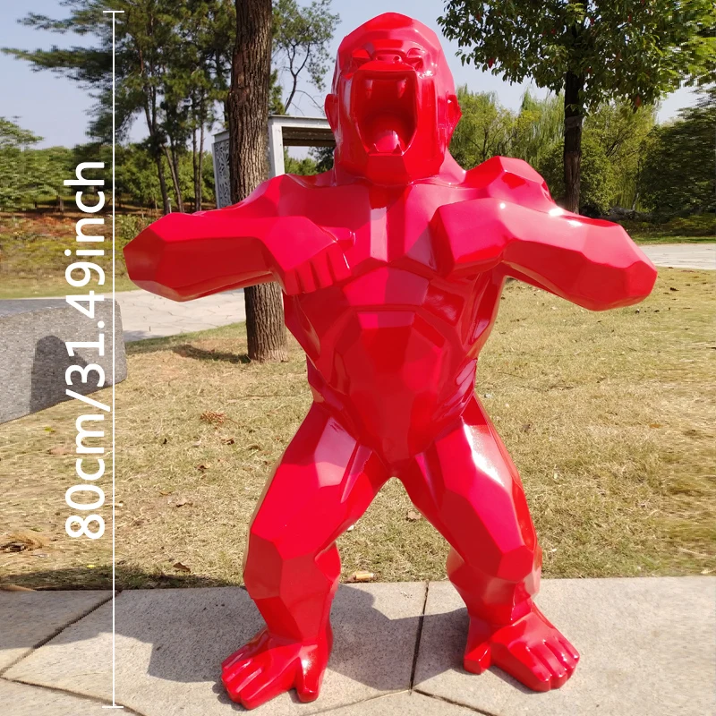 32"Big art KingKong Animal Gorilla Art Craft Creative Decoration Birthday Gift Resin Figure Collectible Model Toy BOX 80CM