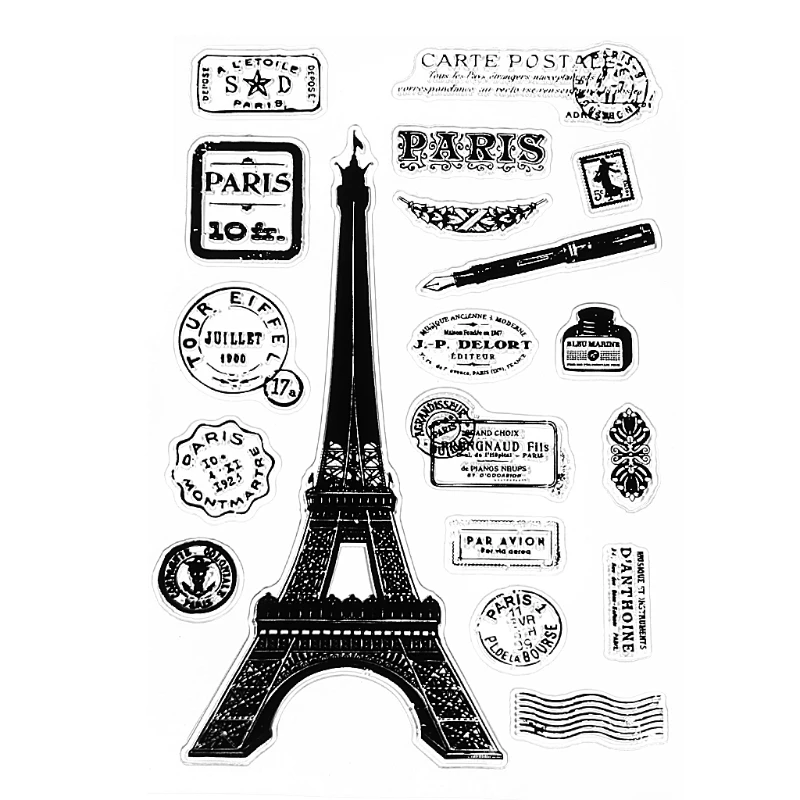 Paris Tower Transparent Silicone Clear Rubber Stamp Cling Diary DIY Scrapbooking