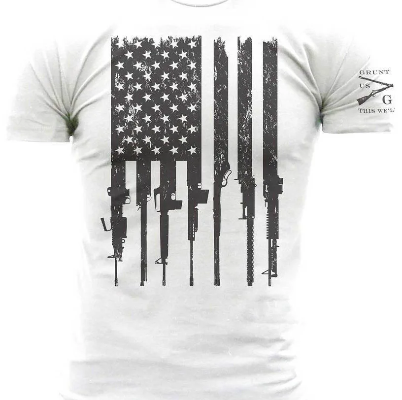 New Grunt Style Rifle Flag Licensed T Shirt Made In The Us Cotton Grey Brand Clothing Tops Tees 034030