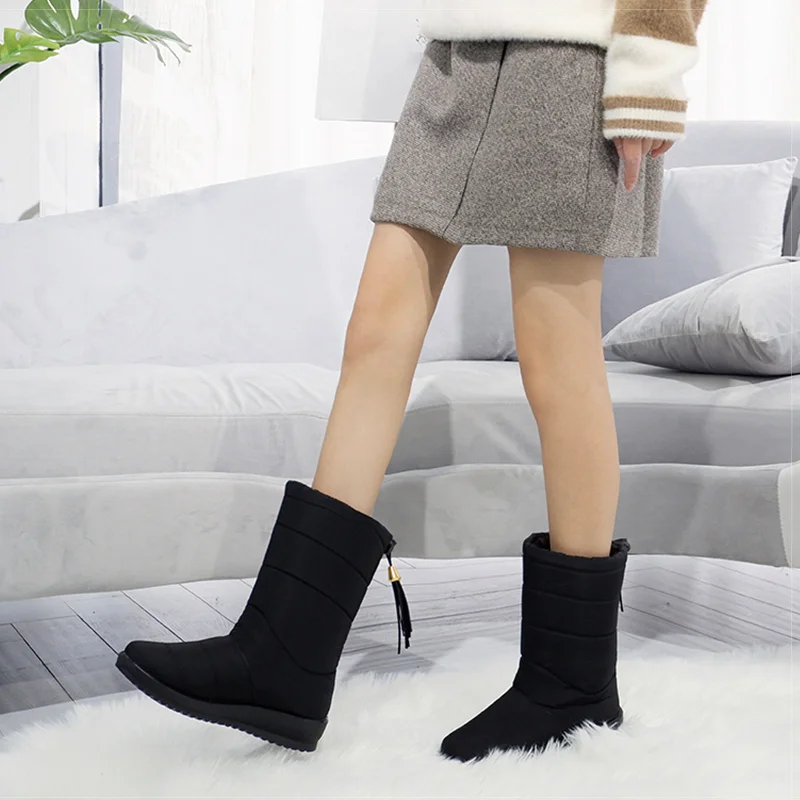 Women Boots Mid-Calf Snow Boots With Low Heels Winter Shoes Women Winter Boots Waterproof Warm Wedges Botas Mujer Shoes Female