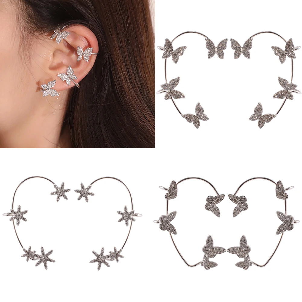 Anvazise 1Pc Vintage Leaf Curved Full Rhinestone Ear Cuff Women Clip On  Earrings Jewelry White K - Walmart.com