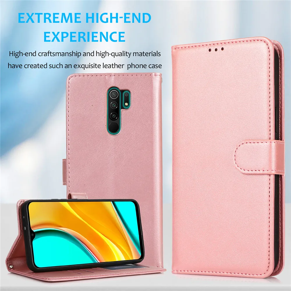 Strong Magnetic Leather Case For Xiaomi Redmi 9 9A 9C Note 9 9S 8 Pro Max Flip Wallet Card Holder Stand Phone Bags Cover Coque