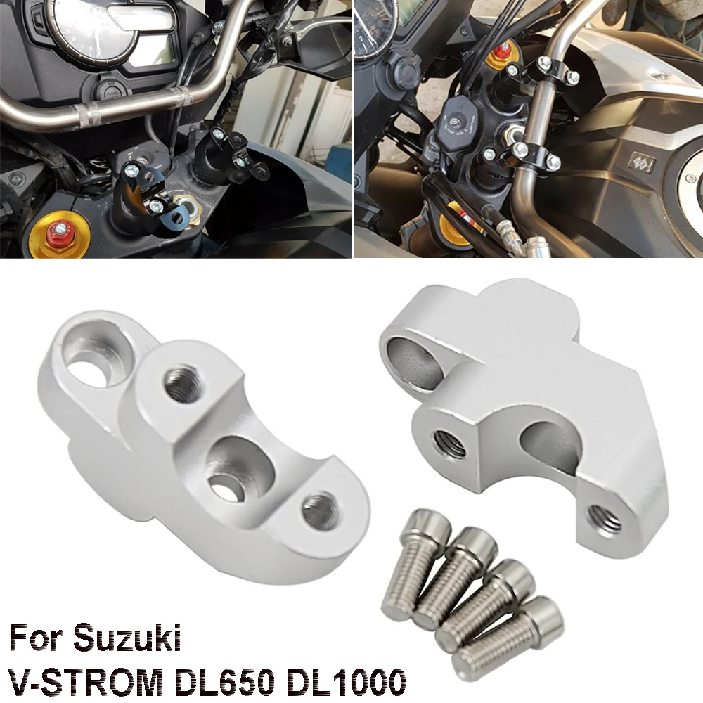 

New VSTROM 2pcs 7/8 "22mm Motorcycle CNC Aluminum Handlebar Riser Clamp Mount Taper For Suzuki DL650 V-STROM DL 650 DL1000