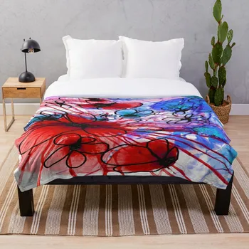 

Soft Blanket for Bed Sherpa Flannel Fleece Blanket Home Travel Sofa Soft Throw Blanket Bold Modern Floral Art Wild Flowers 3 Sha