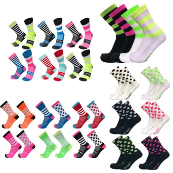 

SKYKNIGHT Professional Cycling Socks Dot Stripe Compression Bike Socks Outdoor Running Basketball Socks Calcetines Ciclismo