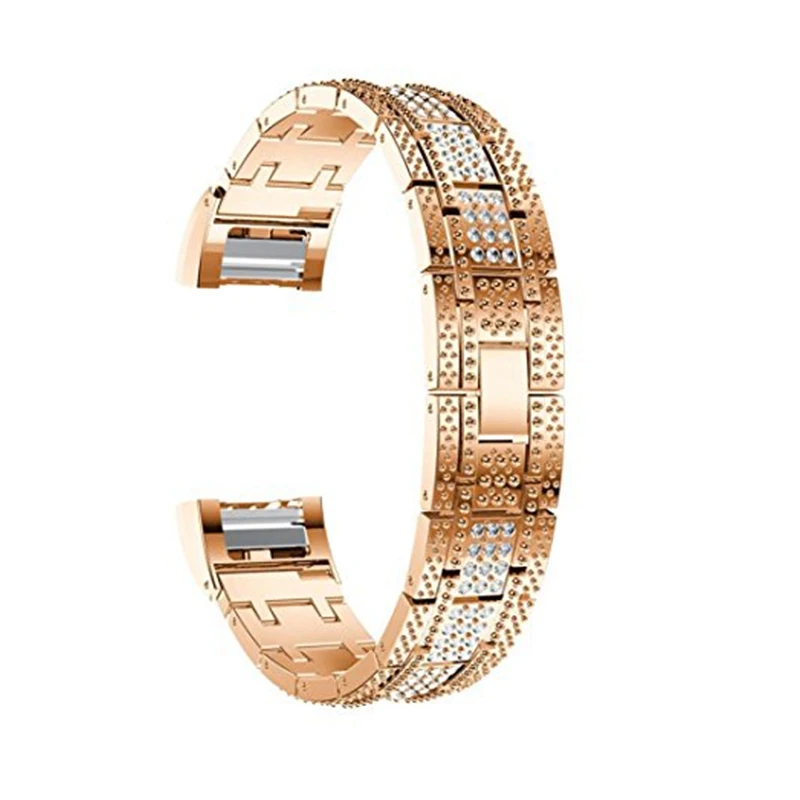 Сплав Кристалл часы ремешок с металлической рамой для зарядки 2 - Цвет: Rose Gold