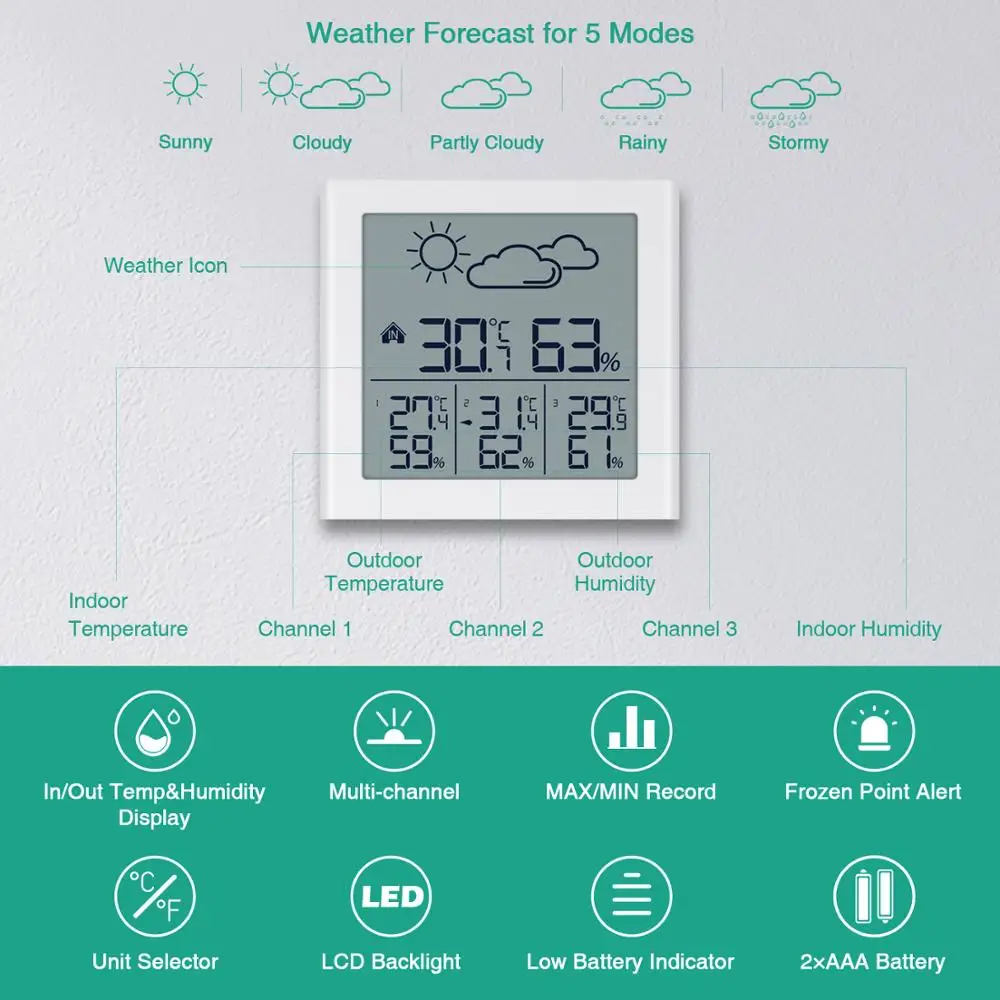 Goede ORIA Draadloze Digitale Hygrometer Indoor Outdoor Thermometer Vochtigheid Monitor met Temperatuurmeter Vochtigheid Meter