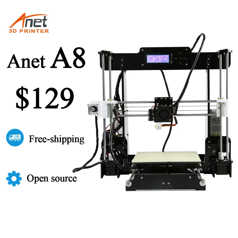 Anet A8 3D Printer Kit DIY Easy Assemble Reprap Prusa i3 Impressora 3d printer with 10m PLA Filament afbeelding