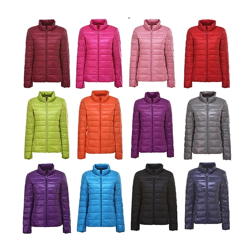 Chaqueta de plumón de pato blanca para mujer, abrigo cálido de otoño e invierno, chaqueta de plumón de pato ultraligera, Parka a prueba de viento