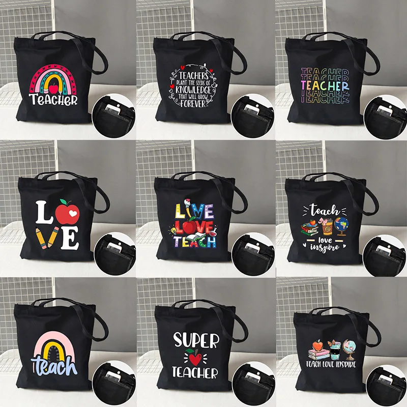 

Teacher Life Rainbow Cotton Tote Bag Teacher Canvas Bag Graduation Gifts Tote Great Teachers Appreciation or End of Year Gift
