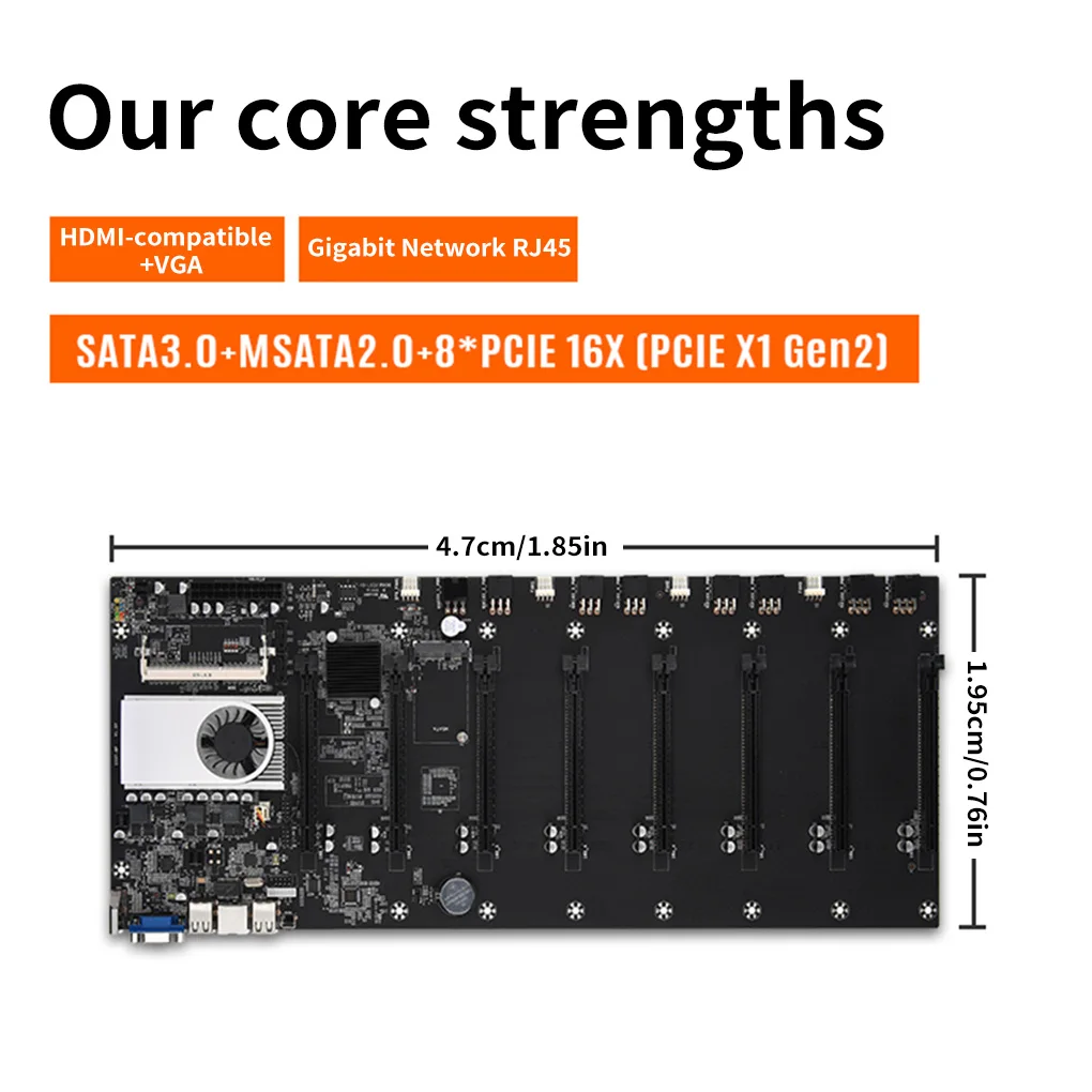 BTC-37 Miner Motherboard CPU Set SATA 3.0 8 GPU PCI-E 16X Motherboard with USB 2.0 DDR3 Memory Slots Computer Parts
