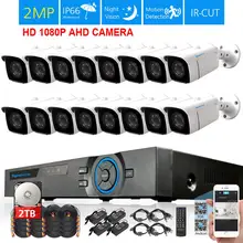 TOPROHOIME 16CH AHD HDMI 1080p DVR система 16X2 Мп CVI TVI безопасности Открытый CCTV системный комплект для фотокамеры видео камеры наблюдения