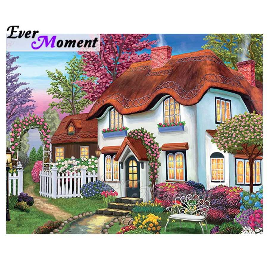 

Ever Moment Diamond Painting Handmade House Flower Tree Full Square Drill 5D DIY Diamond Embroidery Cross Stitch ASF1879