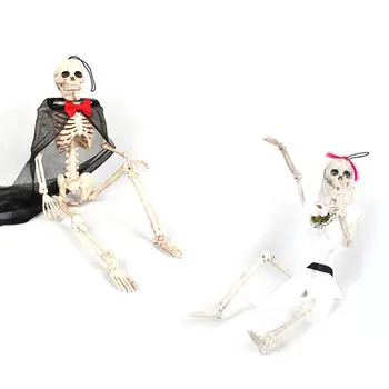 

Full Body Hanging Adult Human Skeleton Halloween Props Scientific Bones Models Realistic Posable Skull Party Building Decor