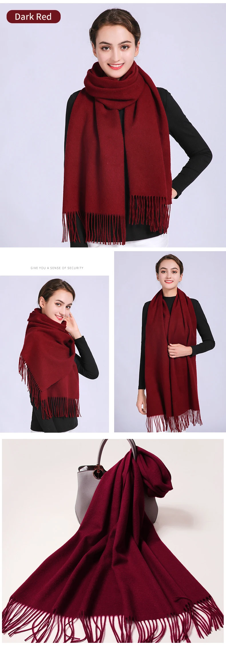 100% шерстяной шарф женский 2019 новый бренд шали и обертывания для дам Оставайтесь теплым пашмины шарф мягкий чистый шерстяной шарф зима