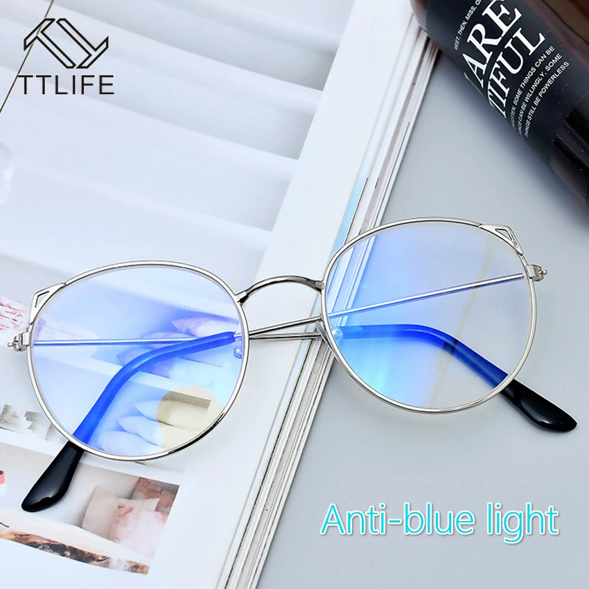 

TTLIFE Explosion-Proof Anti-Blue Sunglasses Women Female Version Of The Tide Retro Round Face Frame Sun Glasses