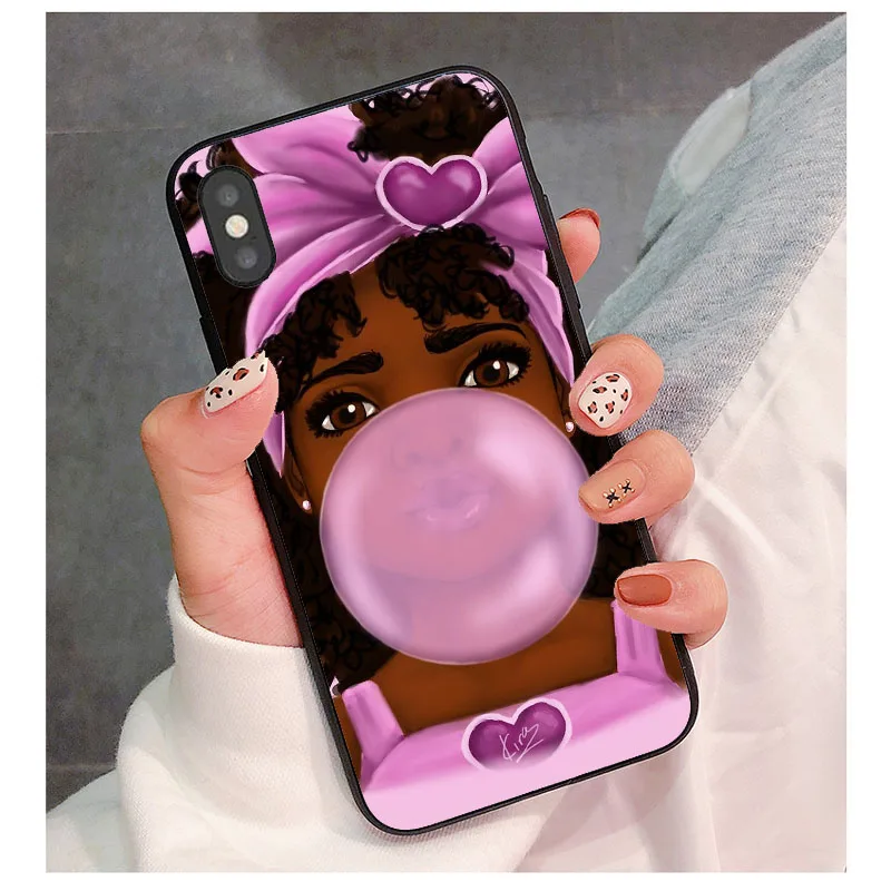 2bunz Melanin Poppin Aba чехол для телефона для iphone 11 11PRO 5S SE 6S 7 8 XS XR XSMAX Черный силиконовый чехол для девочек - Цвет: TPU