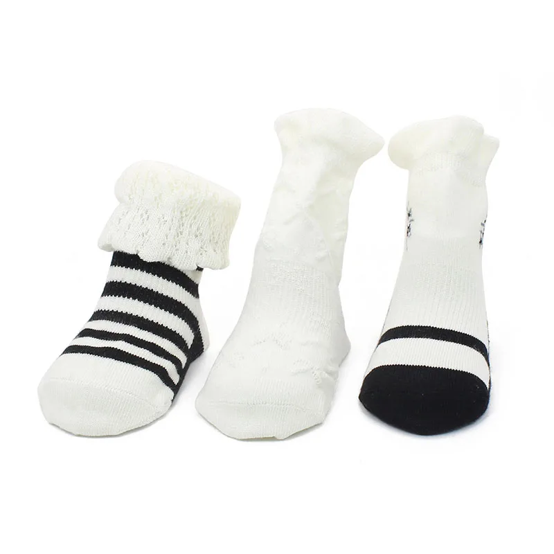 2 Pair/lot Baby Boy Anti Slip Socks Stripes Soft Cotton Toddle Ankle Socks Infant Floor Socks Cartoon Pattern Kids Socks Black - Цвет: L