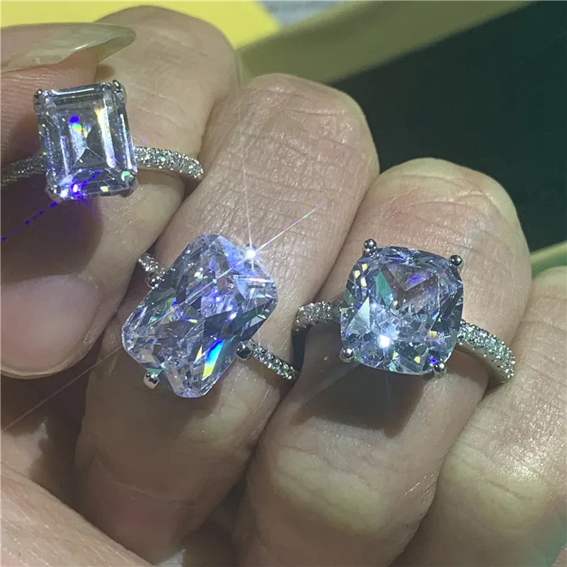 Maharani Luxe обручальное кольцо 925 пробы Серебряная Подушка AAAAA Cz камень заявление