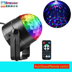 Mini boule lumineuse magique à LED, son activé, 5W RGB, lumière de scène avec télécommande DJ Disco, pour fête de noël et mariage 