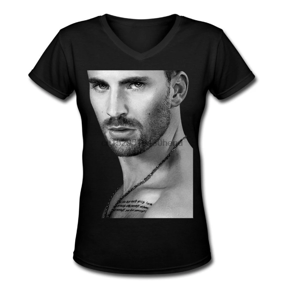 Модная черная футболка для женщин с изображением Криса Эванса |