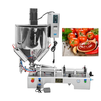 

multi-function pneumatic single head paste filling machine stainless steel semiautomatic heating stir type filling machine