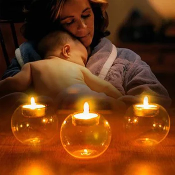 

Glass Transparent Cover Candle Holder Party Candlestick Crystal Table Ornament