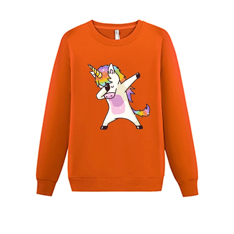 Женские толстовки, пуловеры, хлопок, Осенние, с длинными рукавами, с принтом единорога, для женщин, Японская уличная одежда, Poleron Woman Joker уличная одежда - Цвет: Оранжевый