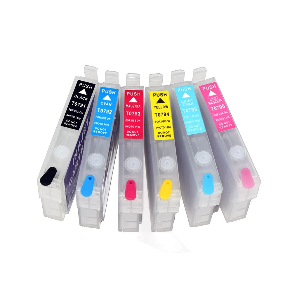 Lot de 6 Cartouches d'Encre Rechargeables T0851-T0856 pour Epson Stylus T60 1390