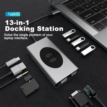

Multifunctional 13 in 1 10W Docking Station USB Type C Hub Adapter for Laptop PUO88