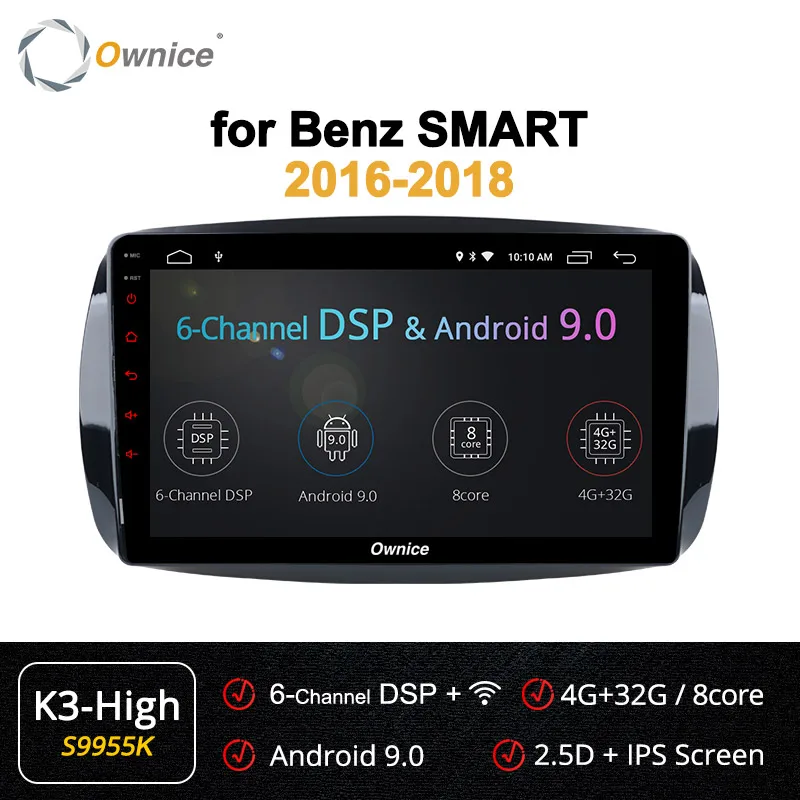 Ownice K1 K2 K3 K5 K6 Android 9,0 Octa Core 360 Panorama DSP 4G LTE автомобильный DVD gps для Mercedes Benz Smart Авторадио - Цвет: S9955 K3-High