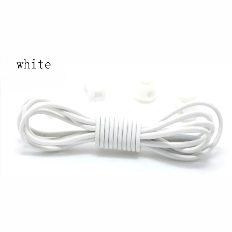 white 2 пары 20 цветов эластичные круглые пряжки для детей и взрослых ленивый резиновый шнурок - Цвет: white