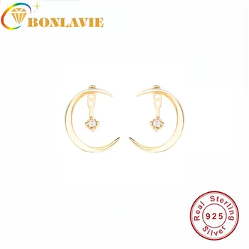

BONLAVIE 925 Sterling Silver Moon-studded Versatile Earrings Two Ways to 925 Sterling Silver Versatile wear