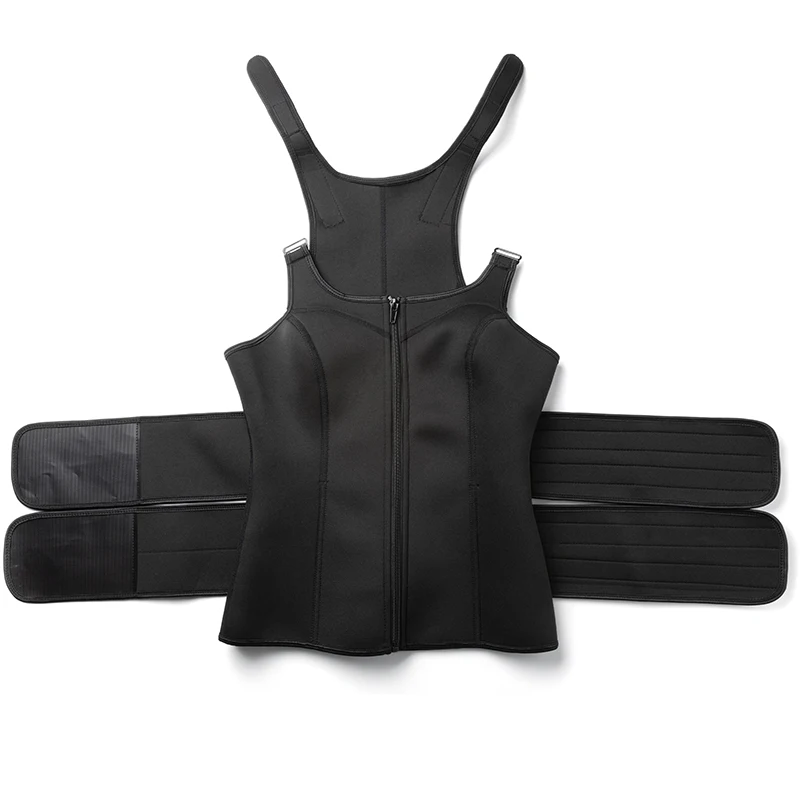 Women Sweat Neoprene Body Shaper Sauna Suit Tank Top Vest with Adjustable Shaper Waist Trainer Corset Belt Slimming Shapewear