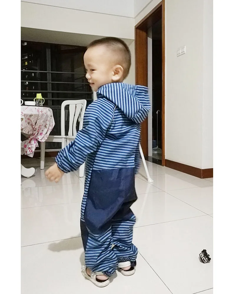 Детская одежда для мальчиков, Детская Пижама, одежда для сна из материала софтшелл комбинезон, с защитой от ветра и влаги ползунки, комбинезоны для мальчиков, в синюю полоску, Размеры 74-116