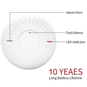 

smoke detector 10 year lithium battery fire alarm with photoelectric sensor easy to install with test button