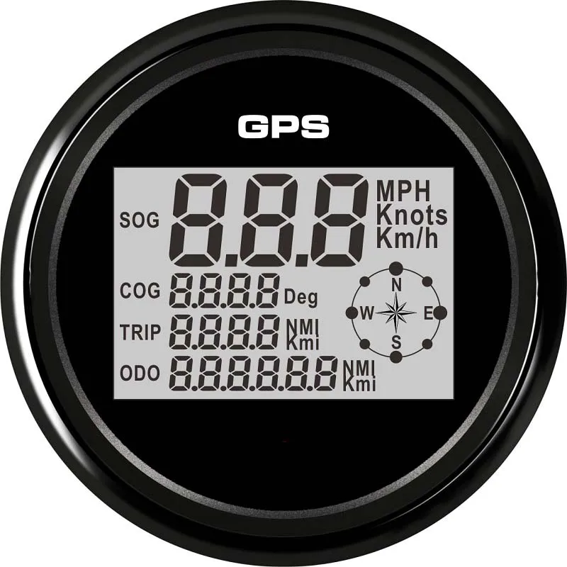 Универсальный 85 мм Цифровой gps Спидометр 0-999 узлов км/ч mph поездки одометр 12 В/24 В с 8 цветов подсветки - Цвет: BN