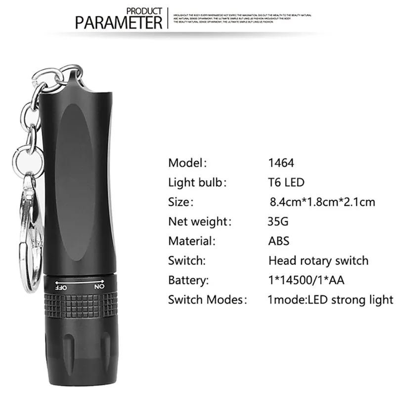 T6 LED Torch Flashlight Handheld Mini Portable Flashlight Hang Buckle Light Flashlight Aluminum Alloy Lanterna 40AUG716