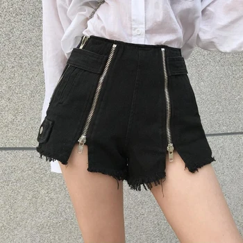 

Vintage Jeans Shorts Women High Waist Denim Shorts Zipper Black Ripped Short Trouser Lady Clothing Summer Beach Sexy Shorts Girl