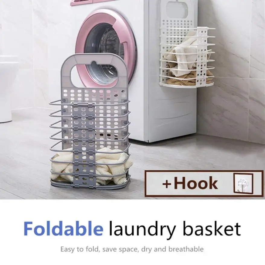 

Folding Laundry Basket Storage Dirty Clothing for Home Bathroom Organizer Container Space Saving Clothing Towels Storage Basket