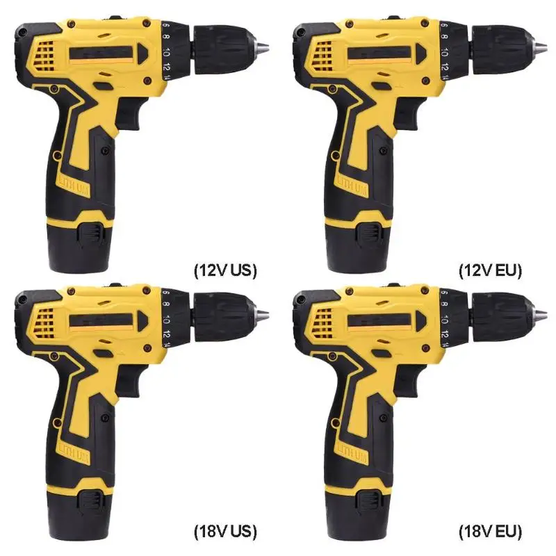 12V 18V Cordless Electric Screwdriver Rechargeable Electric Drill Lithium Battery Cordless Drill Power Tools