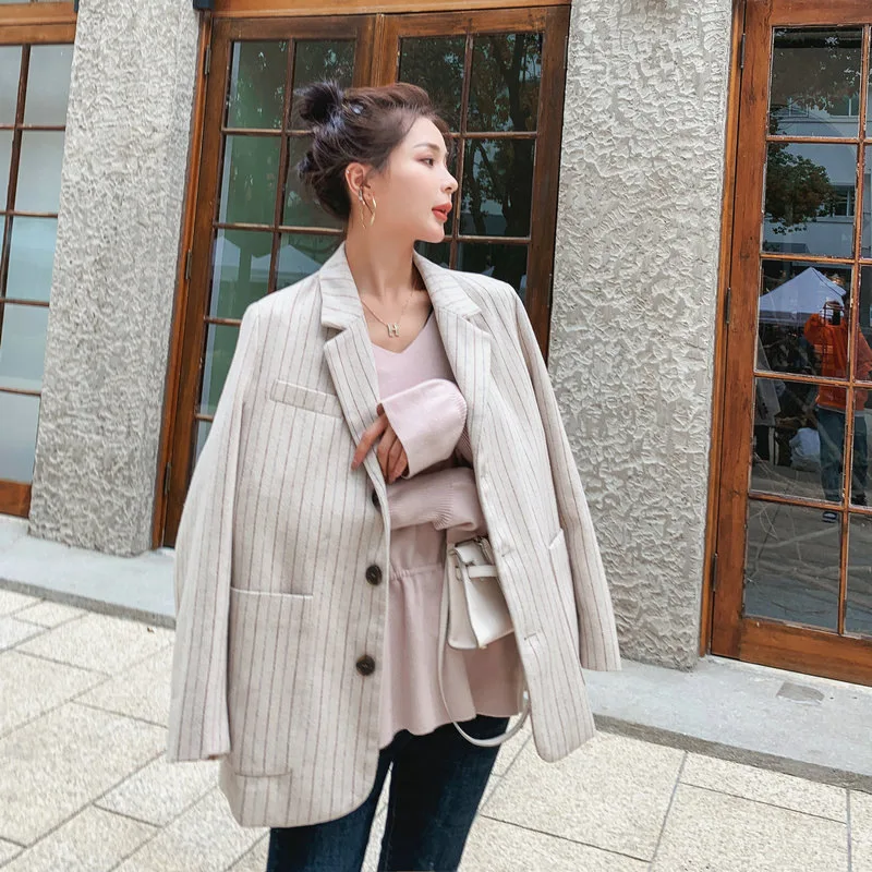 

Photo Shoot 2020 Spring And Autumn New Style Korean-style Loose-Fit Online Celebrity Casual Woolen Small Suit Short-height Herri