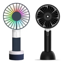 2 Pcs Mini Handheld Fan Sports Portable Personal Rechargeable USB Fan Desk Table Fan, White+Blue & Black