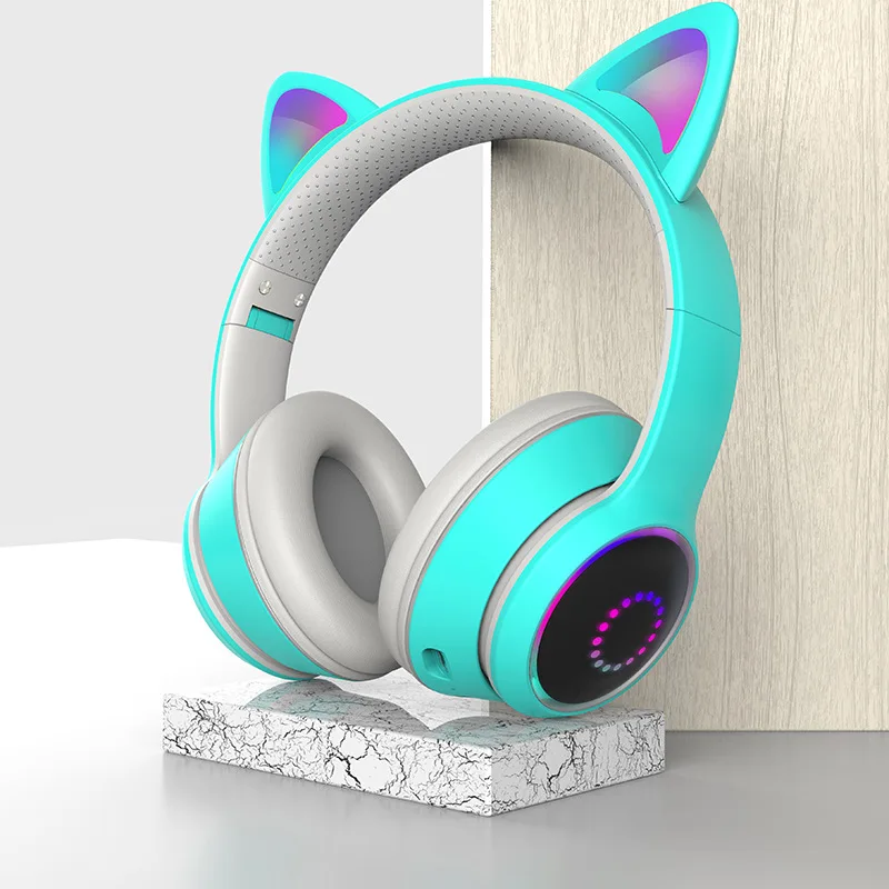 Наушники с кошачьими ушками Bluetooth-совместимые наушники шумоподавлением для
