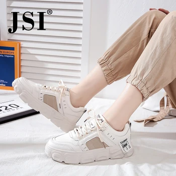 

JSI Fashion Women' s Flats Cross-Tied Lace-Up High Quality Letter Print Round Toe Comfortable Shoes Stylish Casual Sneakers JY91