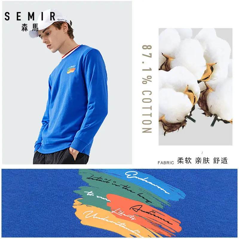 SEMIR мужская толстовка с капюшоном с аппликацией, мужской пуловер с капюшоном с карманом-кенгуру, толстовка с капюшоном на подкладке